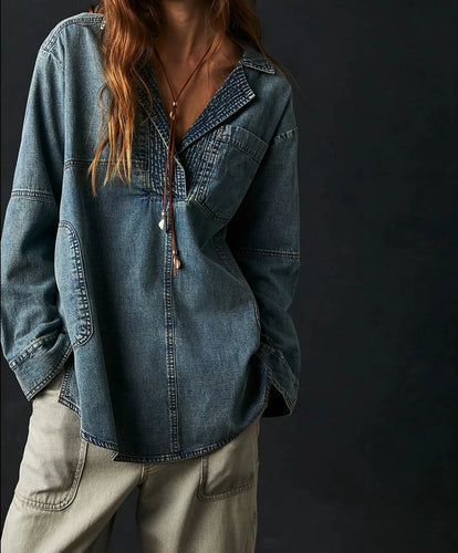 We The Free Peyton Denim Pullover By Free People