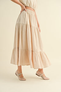 Arysia Tiered Linen Maxi Skirt