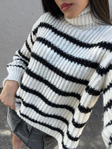 Aki Turtle Neck Striped Sweater By Sadie & Sage