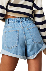 Danni Roll Cuff Denim Short By Free People