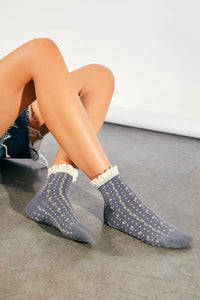 Rosebud Waffle Knit Ankle Socks By Free People