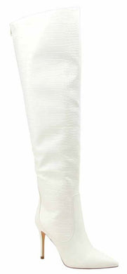 Worst Behavior Over The Knee Boot (White)